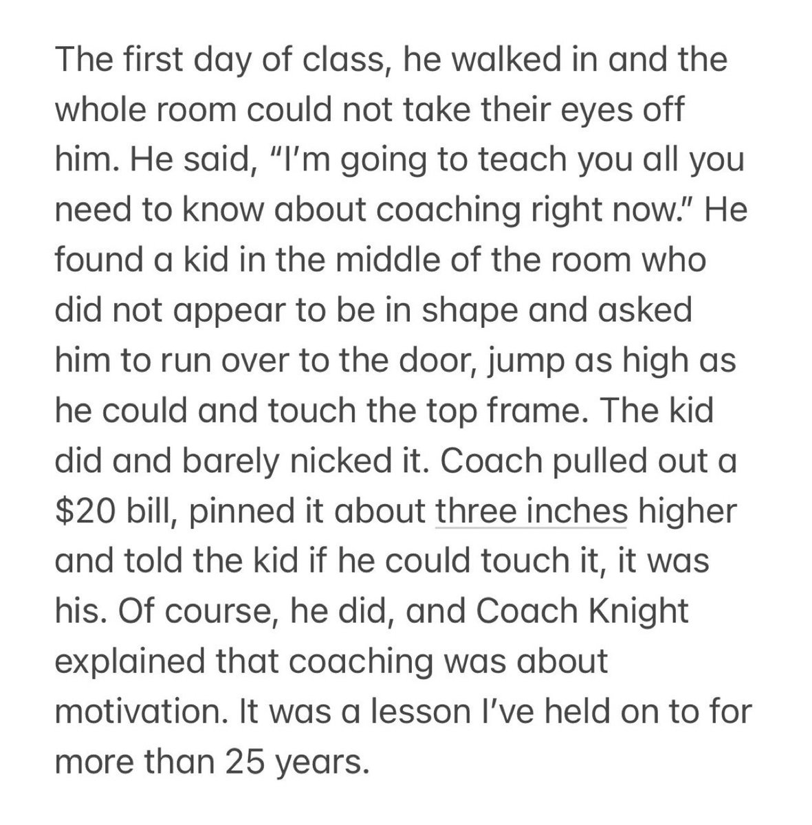 A student who took Coach Knight’s Basketball class.