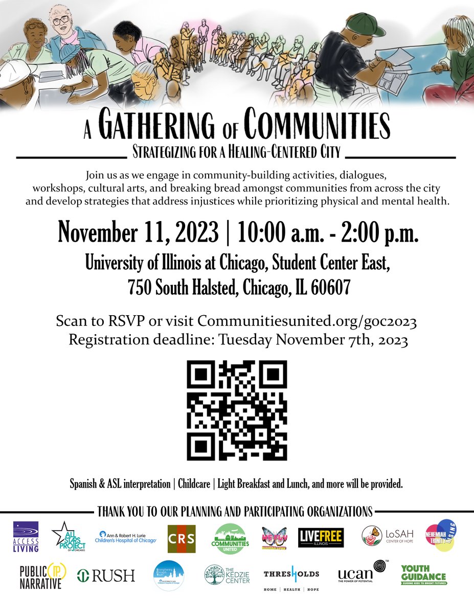 CommsUnited's tweet image. Join us at this year's A Gathering of Communities: Strategizing for a Healing-Centered City conference as we strive to collectively strategize for a healing-centered city.

Learn more: communitiesunited.org/goc2023

#GOC2023 #AGatheringofCommunities #HealingThroughJustice