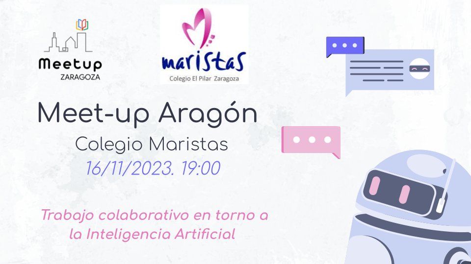 ¡📣 #Docentes de #Aragón! Ya tenemos preparado el próximo #Meetup

"Trabajo Colaborativo en torno a la Inteligencia Artificial"

📍Colegio Maristas (Zaragoza)
🗓️ Jueves 16 de noviembre
⏱️ 19:00

Inscripciones: forms.gle/z7f1e75c1Xq2Hm…

@RaulMindthegap <a href="/AnaBMoline/">Ana Moliné</a> @MarcosSanzL