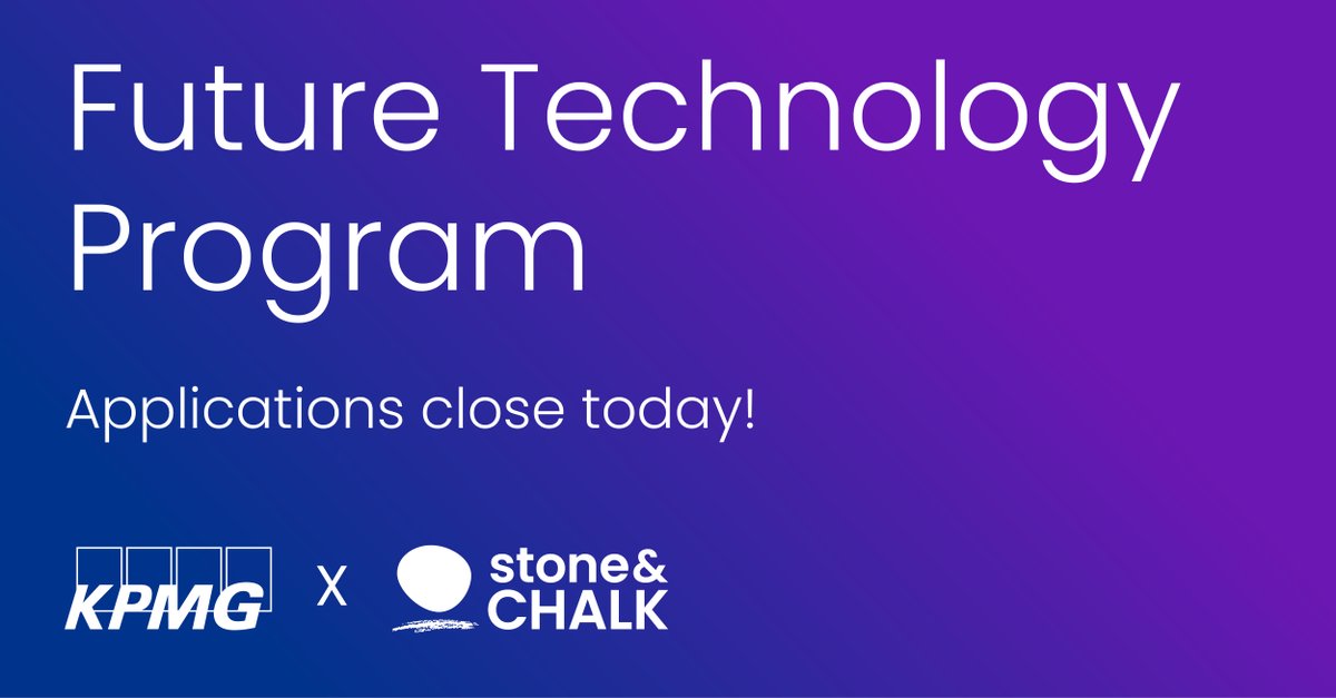 Applications for the @KPMG x Stone & Chalk Future Technology Program are closing today! Workforce-tech startups, access everything you need to grow. Visit our website to learn more: hubs.ly/Q027DThJ0 @KPMGAustralia