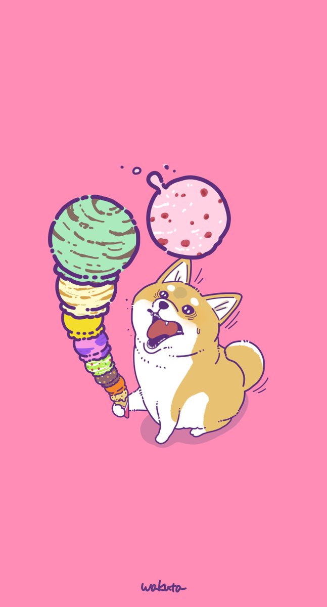 「アイスクリームと柴犬。 #柴犬」|wakuta│イラストレーターのイラスト
