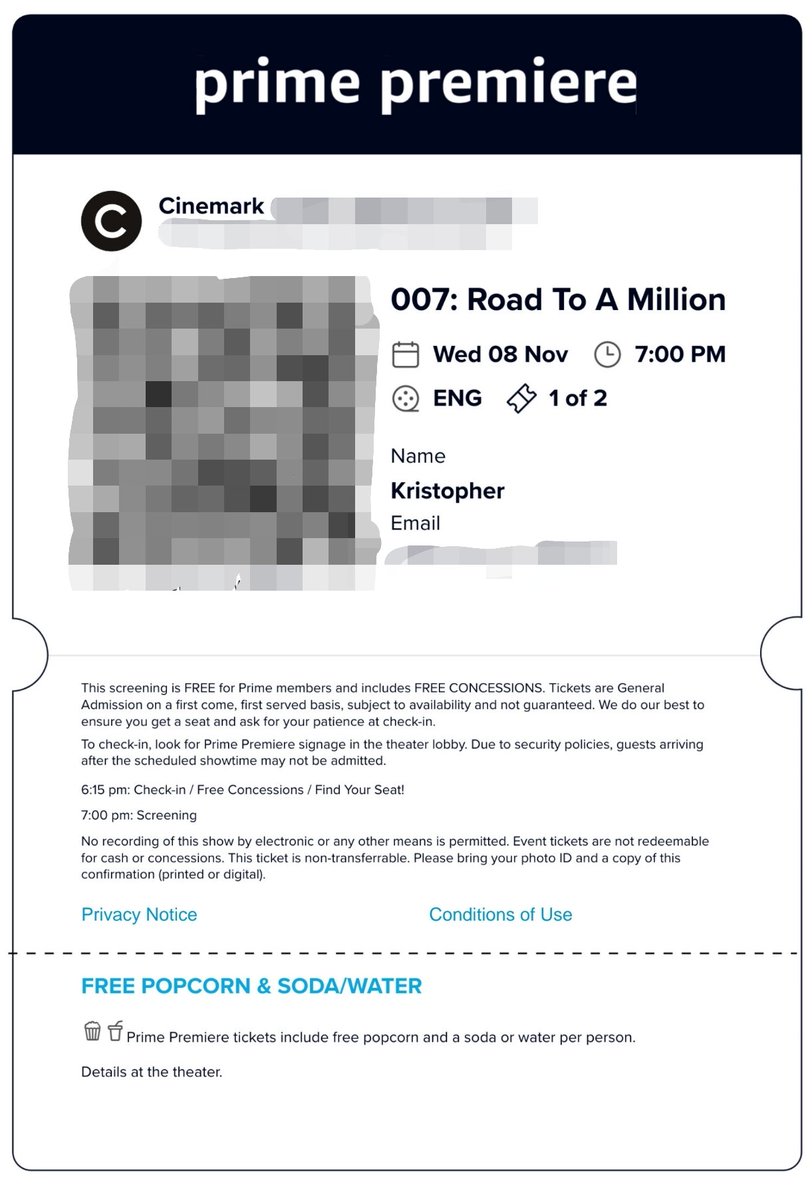 ComputerWhiz99's tweet photo. Let's gooooooooo #amazonstudios so excited for this #PrimePremier event at my local theatre next week. ๐ฅ๐ฅ๐ฅ๐ฅ๐ฎ๐ฎ๐ฎ๐ฎ๐ฎ #Cinemark #007fam
https://t.co/Lqnc95qt1J https://t.co/jIsWp8E8t5