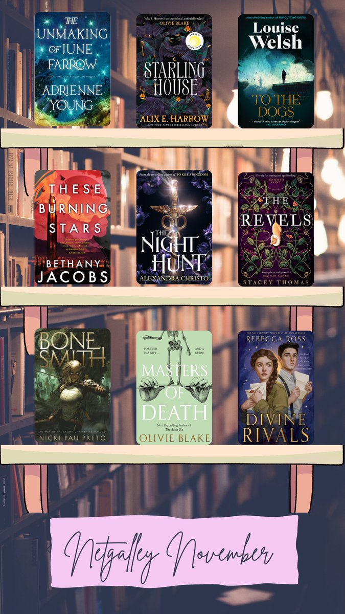 ScorpioBkDreams's tweet photo. My potential TBR for #NetgalleyNovember! Mainly older titles to try and clear my shelves a little. Hosted by @K__Books 💜 https://t.co/Hd928AsBOV