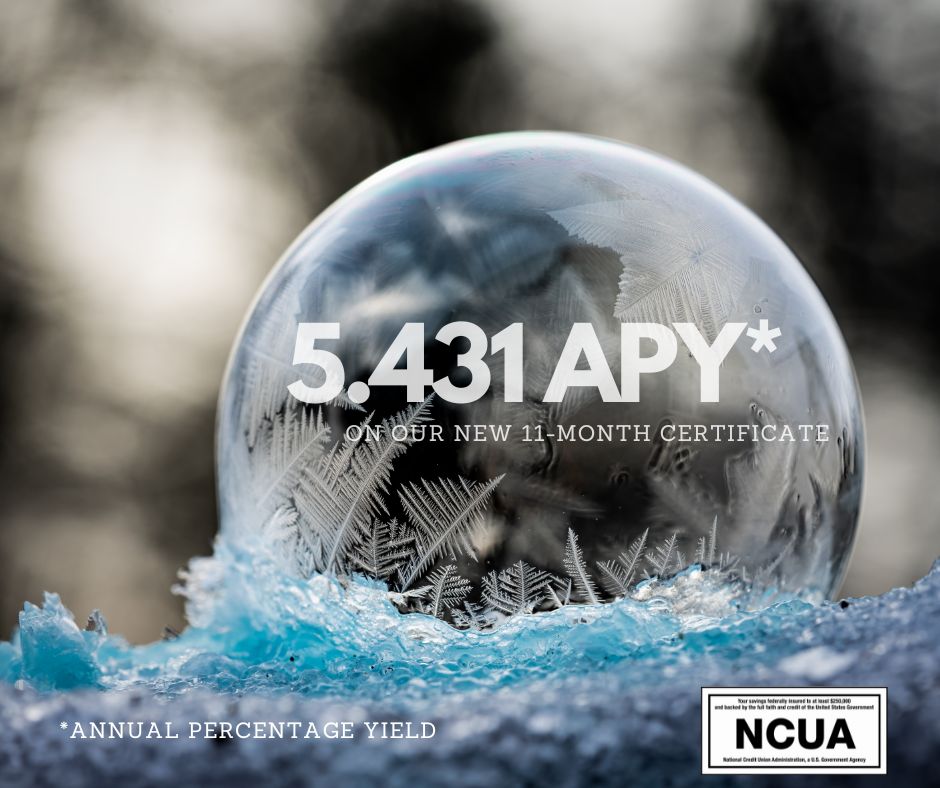 WaunaCU's tweet photo. Have you heard? Get a great rate of return on our new certificate special, and have the money in your pocket before 2024 ends. https://t.co/8AOUtmeN7V https://t.co/V6lq7Yxd3D