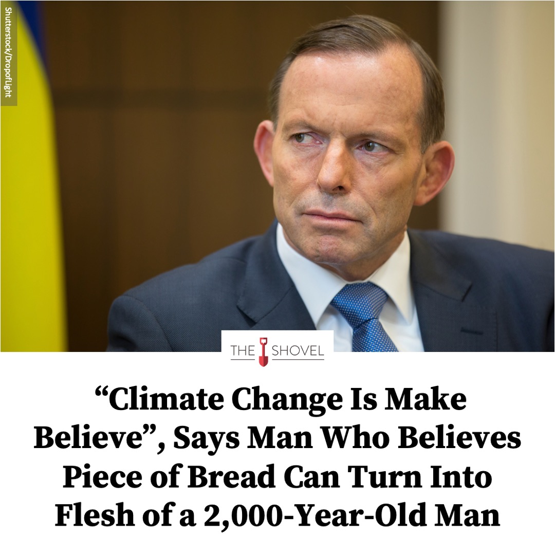 TheShovel's tweet image. A member of an organisation that believes a chunk of bread turns into the flesh of a 2,000-year-old human god when a guy wearing a special hat waves his hand in a certain way, says climate change scientists are part of a cult. 👉 tinyurl.com/5n8sv36x
