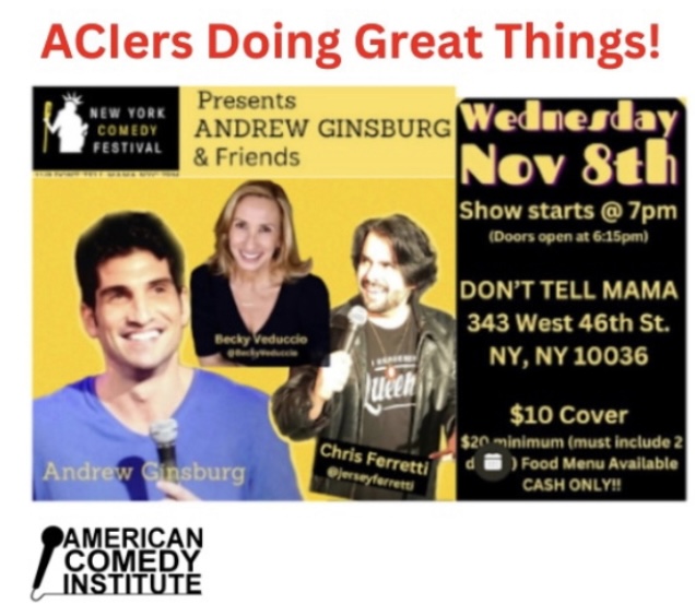 Three ACIers in one!! Don't miss this incredible show, nycomedyfestival.com/lineup/andrew-…

#americancomedyinstitute #newyorkcomedyfestival