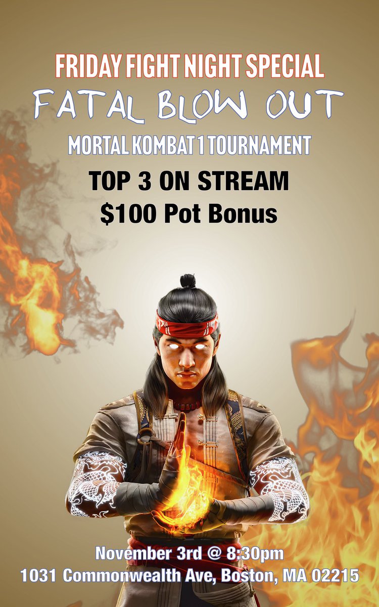 Mortal Kombat is picking up steam in MA!  We’ll be hosting a MK1 bracket TOMORROW on Friday at Balance Patch!

Please help spread the word!