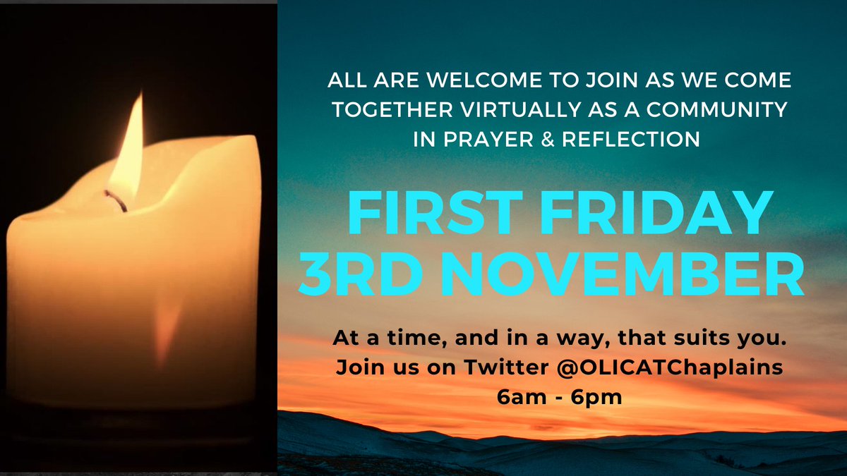 On this First Friday of November, we invite you to join us in our day of reflection and prayer 
Thank you to Mrs Grimley for leading us in our first hour. 
#OLICATcommunity #OLICATfirstfriday