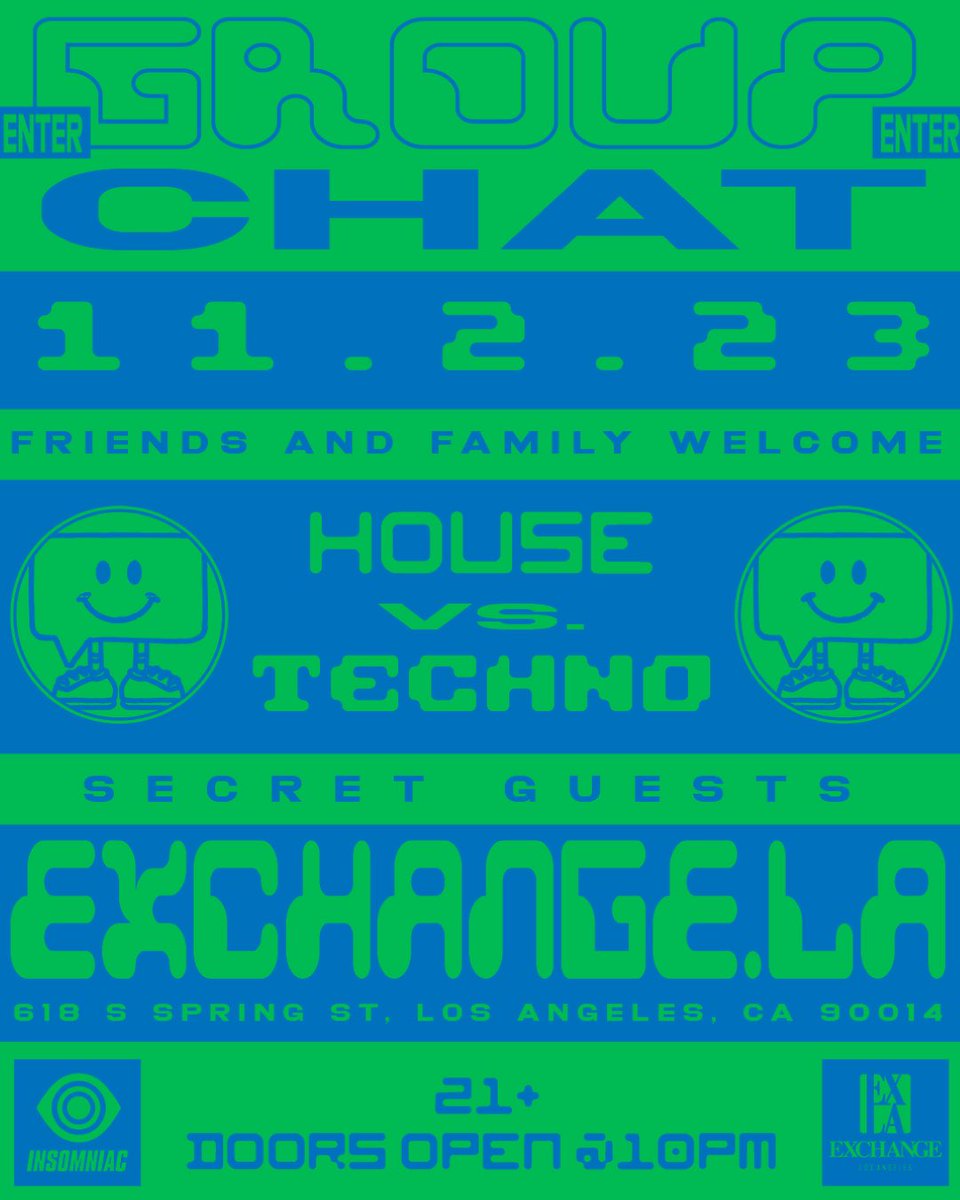 JSTJR's tweet image. GIVING AWAY 3 GUEST LIST SPOTS TO 1 WINNER FOR @GroupChatClub HOUSE VS. TECHNO PARTY TONIGHT AT @ExchangeLA 

To Enter:
1) LIKE + RT
2) FOLLOW @GroupChatClub 
3) TAG 2 FRIENDS