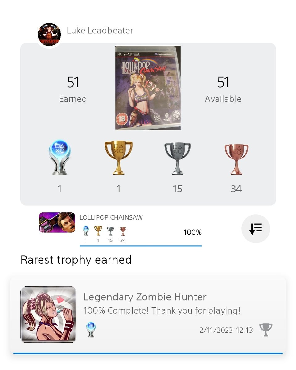 LukeyMixer's tweet photo. ♿ [Platinum] - [PS3] Lollipop Chainsaw [Legendary Zombie Hunter] ♿

 #trophyhunter #platinum #plat #platinumtrophy #lollipopchainsaw #ps3 #ps3games🎮 #twitchstreamer #disability #disabled #positivevibes #positivestreams #healthproblems https://t.co/dZxAPClgTg