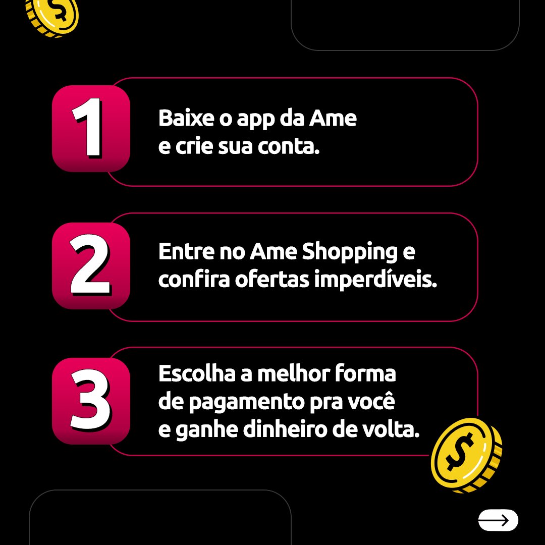 Ame Digital (@useamedigital) on Twitter photo 3 passos pra você aproveitar o melhor da Cashback Friday 😉 #ÉMelhorComAme 3 passos pra você aproveitar o melhor da Cashback Friday 😉 #ÉMelhorComAme