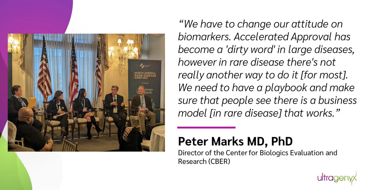 Today at the North America Rare Disease Summit 2023 (#NARDS), Ultragenyx team member Lisa Kahlman, executive director, public policy & public affairs, interviewed Dr. Peter Marks on his view of leveraging the Accelerated Approval pathway in #RareDisease.