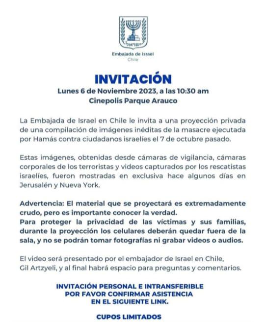 TaniaMelnick's tweet photo. 🛑@Cinepoliscl y @comjudiachile transmiten contenidos revictimizantes y retraumatizantes para 
deshumanizar a palestinos y justificar el genocidio, en un acto de incitación al odio, a la discriminación, a la hostilidad y a la violencia, difundiendo propaganda de guerra de Israel. https://t.co/8nHwEnBUFv