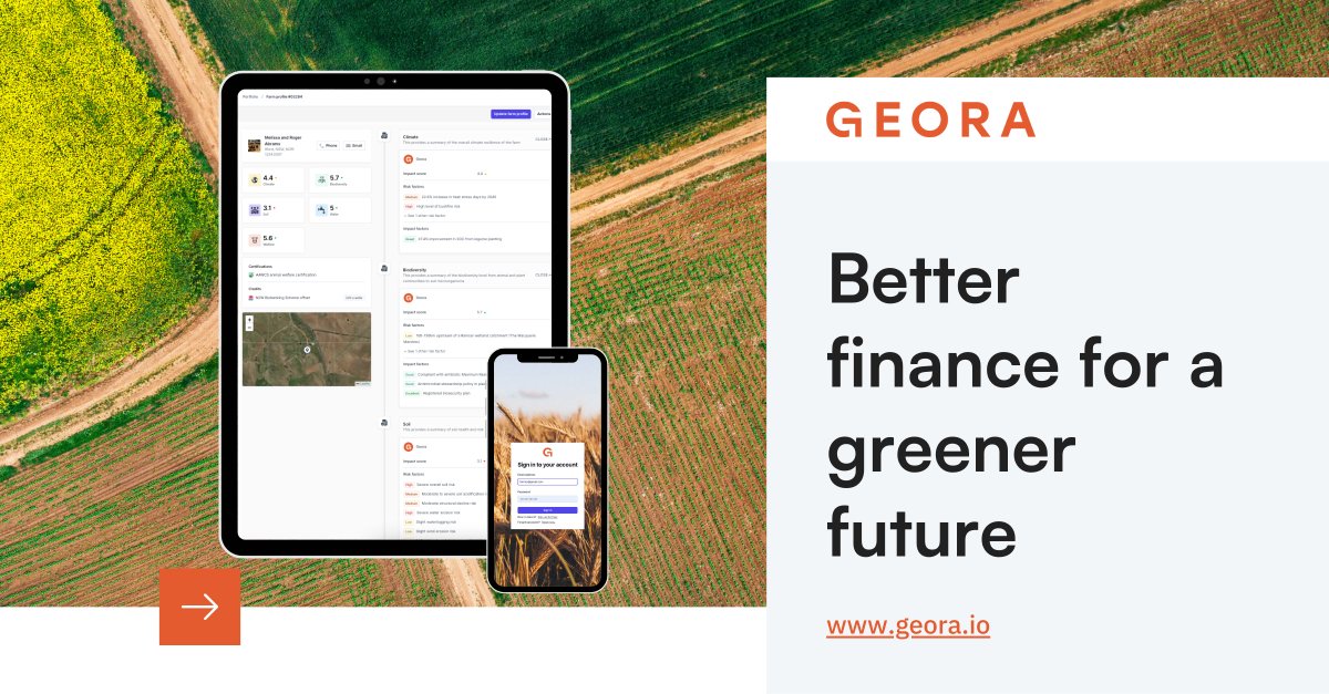 Your farm's data is a valuable asset. The <a href="/GeoraPlatform/">Geora</a> now connects  farmers with better finance by leveraging on-farm records and systems. Our farm profiles assess your impact on nature and climate for access to better rates in conventional and sustainable finance. #FarmData