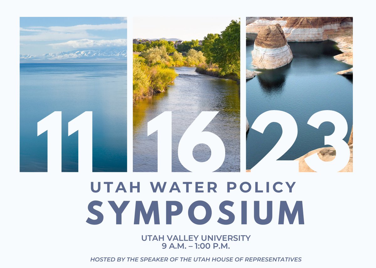 We’ve seen great success over the past few years as we've sought to address Utah's water challenges, but there's still work to do! Please join us for the Utah Water Policy Symposium on Nov. 16 at Utah Valley University. 

RSVP below.

docs.google.com/forms/d/e/1FAI…