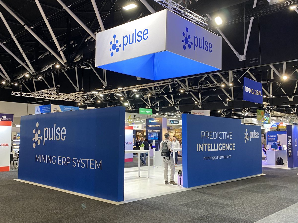 PulseMining's tweet photo. Pulse exhibited at the International Mining and Resources Conference #IMARC at ICC Sydney 31 Oct to 3 Nov 2023 as Platinum Sponsors. The huge Pulse #miningERP stand included interactive displays of Pulse apps for #UGOps and #HRKiosk plus new Presence attendance management system. https://t.co/9SsI4cXjqI