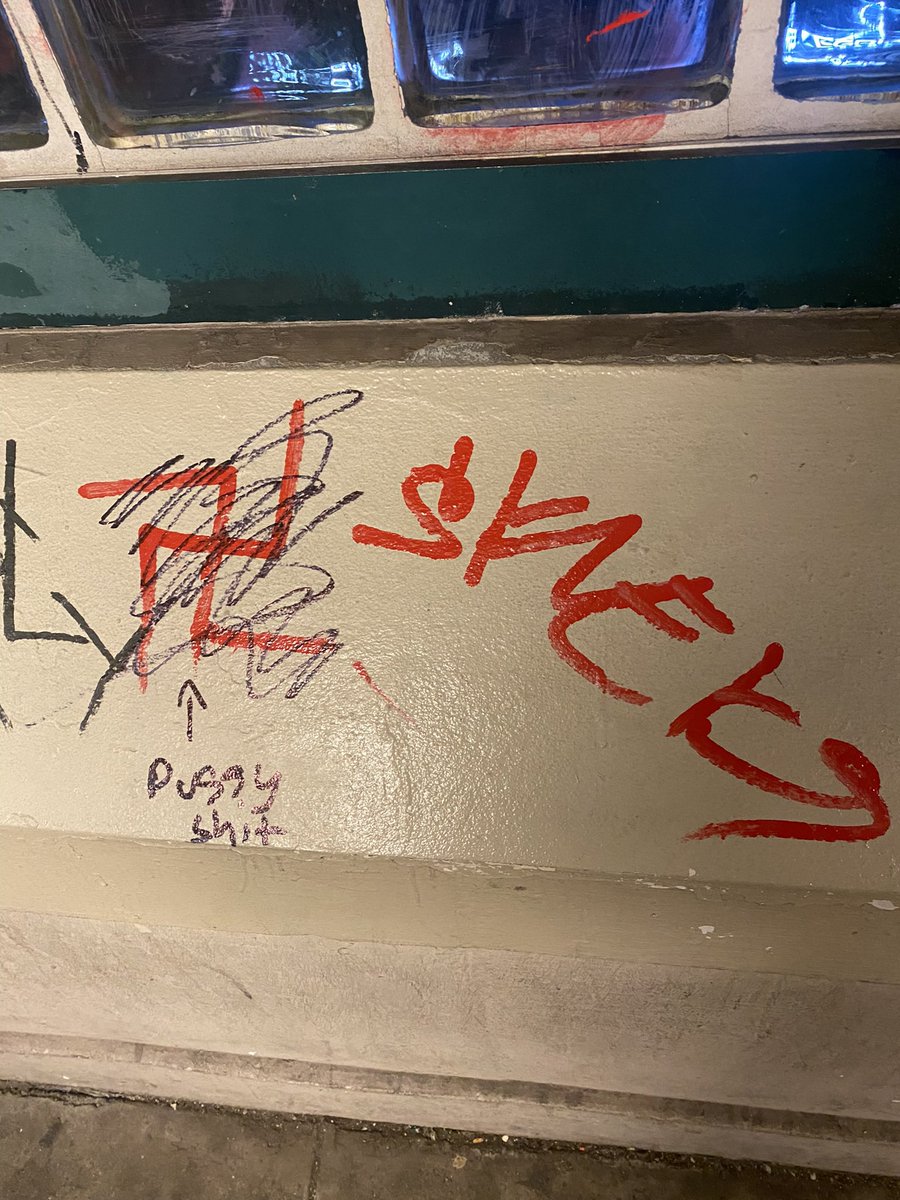 The scum have come to Sunnyside. I first saw this several days ago, assumed it would be painted over by now. What the hell <a href="/MTA/">MTA</a>? 7 train platform, 46th St, east bound. <a href="/NYPDnews/">NYPD NEWS</a> <a href="/CMJulieWon/">cmjuliewon.bsky.social</a> <a href="/SenGianaris/">Sen. Mike Gianaris</a> <a href="/NydiaVelazquez/">Rep. Nydia Velazquez</a> <a href="/JuanArdilaNYS/">Juan Ardila</a>