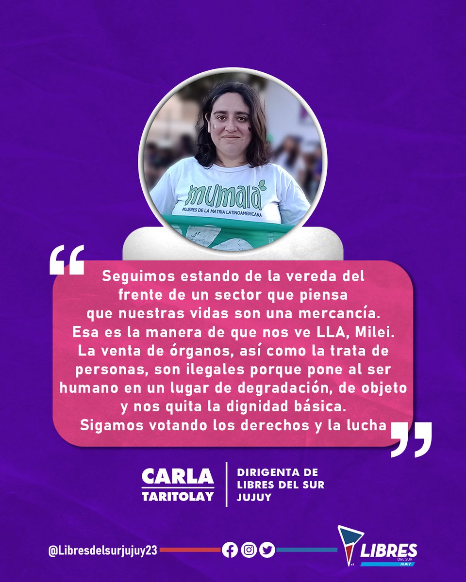 LDSJujuy's tweet photo. ⚪ Carla Taritolay
➡️ Dirigenta de Libres del Sur
👉 ¡Sigamos votando los derechos y la lucha!
#LIBRESjujuy #LibresDeSur #NoVotesALaDerecha #Jujuy #CarlaTaritolay https://t.co/YKVjTNC5fJ