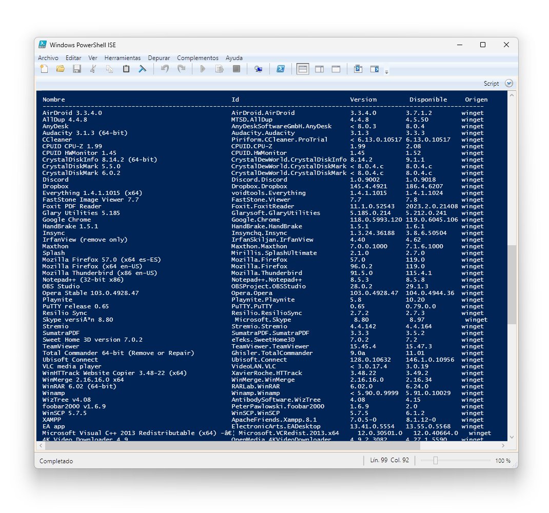 Mayoraz's tweet image. Si abren Powershell y escriben Winget Update, les va a salir toda la lista de software que Windows puede actualizar automáticamente. Luego, pueden escribir Winget Update --all y los actualizará.