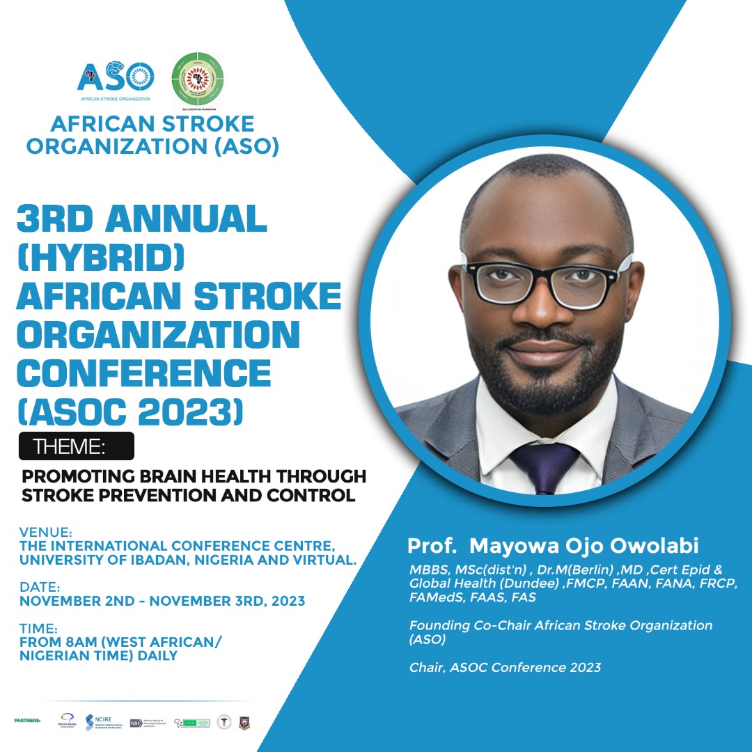 AfricanStroke's tweet photo. #ASOC23. 
Conference LEADERSHIP 
✔️Prof. Mayowa O. Owolabi
✔️Prof. Rufus O. Akinhemi
✔️ Dr. Mehari Gebreyohanns
Register here for 3 Nov https://t.co/nfYmM95jYd
For ASO membership contact: africanstrokeorg@gmail.com
@AfricanStroke @MehariG_MD @NIH @WHO @WHOAFRO https://t.co/cKXfFNHRGR