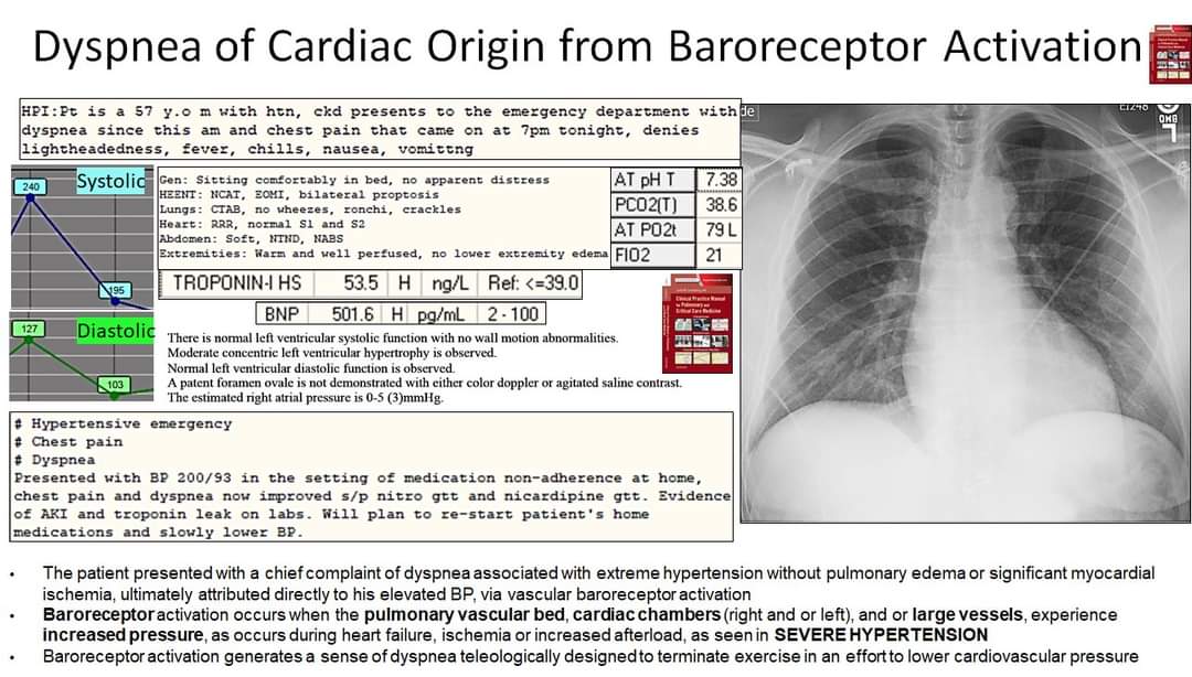 DYSPNEA despite normal ventilation, pH and gas exchange ...
 Consider:
1) Neuromechanical Dissociation
2) Increased Cardiovascular Pressure
3) Panic / Anxiety 
#MedTwitter #hospitalist #pulmonary #criticalcare #emergencymedicine #Anesthesiology  #CardioTwitter #dyspnea #meded PRT