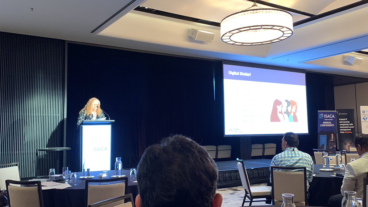 Jo Stewart-Rattray speaking on the effects of AI, the digital divide, digital poverty and the impact of digital poverty on women at #isacacabconf23

Interesting impact on women in AI “bias in bias out”. The algorithms enforce existing bias.