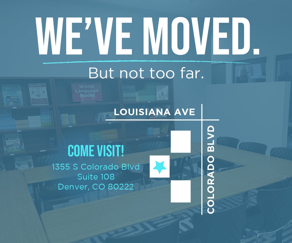 Reach Out & Read CO (@reachoutreadco) on Twitter photo As of Nov. 1st, the Reach Out & Read Colorado team has a new home. Come see us!
š1355 S Colorado Blvd, Suite 108, Denver, CO 80222
*To donate books to our new office, email books@reachoutandreadco.org to schedule a drop-off. As of Nov. 1st, the Reach Out & Read Colorado team has a new home. Come see us!
š1355 S Colorado Blvd, Suite 108, Denver, CO 80222
*To donate books to our new office, email books@reachoutandreadco.org to schedule a drop-off.