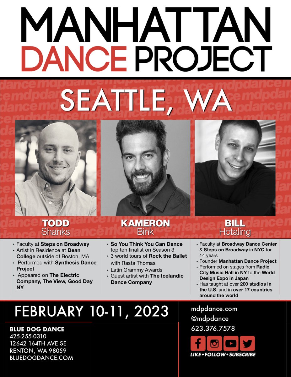 mdpdance's tweet photo. 2024 MDP SEATTLE, WA • February 10-11, 2024
Todd Shanks • Kameron Bink • Bill Hotaling
https://t.co/JfDBa7iMGZ
#mdpdance #mdp #manhattandanceproject #mdpSEA #seattle https://t.co/MJvKLhVp91