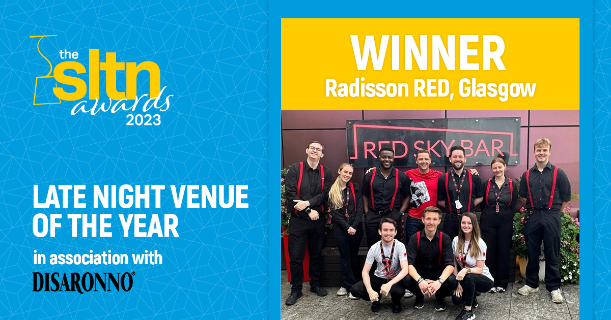 It’s getting late. The perfect time to announce that <a href="/RadissonREDGla/">Radisson RED Glasgow</a>, is the SLTN Late Night Venue of the Year, in association with Disaronno International UK, for the second year running. 🍾

#SLTNAwards
