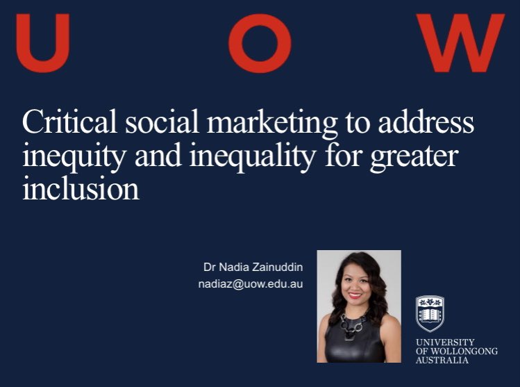 Dr Nadia Zainuddin (@dr_nadz) on Twitter photo Thank you @AP_Nathaly & <a href="/WSMConference/">WorldSocialMarketing</a> for having me on a panel session at #WSMC23 to address inequality & inequity. I spoke about using Critical Social Marketing as a unifying approach to consider various factors like gender, social class & culture in inclusive change programs Thank you @AP_Nathaly & <a href="/WSMConference/">WorldSocialMarketing</a> for having me on a panel session at #WSMC23 to address inequality & inequity. I spoke about using Critical Social Marketing as a unifying approach to consider various factors like gender, social class & culture in inclusive change programs