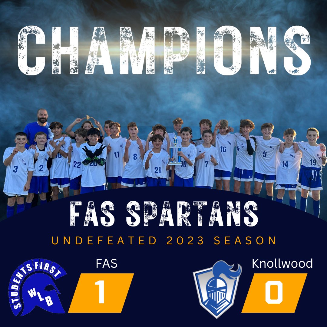 RTCTraining's tweet image. Congrats to the FAS Soccer Team as they completed their undefeated season with a 1-0 win in the Championship game.A shout out to Tristan for securing the shutout in net and to Gavin for the winning goal. It was a complete team effort. @WLBSup @WLBSchools @FAS_principal
