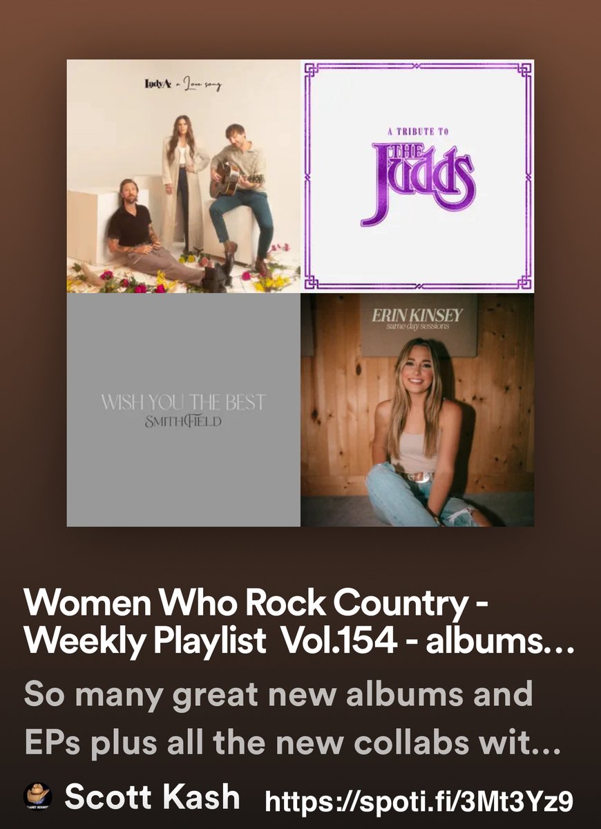 NEW #WomenWhoRockCountry playlist with new collabs/duos/groups by @ladya @SmithfieldMusic @nicehorsemusic @lanceandlea @Darlinghurstba4 @aprilmoonband @kimberlyperry/@thebandperry +MORE #Spotify spoti.fi/3Mt3Yz9 #NewMusic2023 #Country @Know_Know44 @rt_tsb @MusicCityMemo