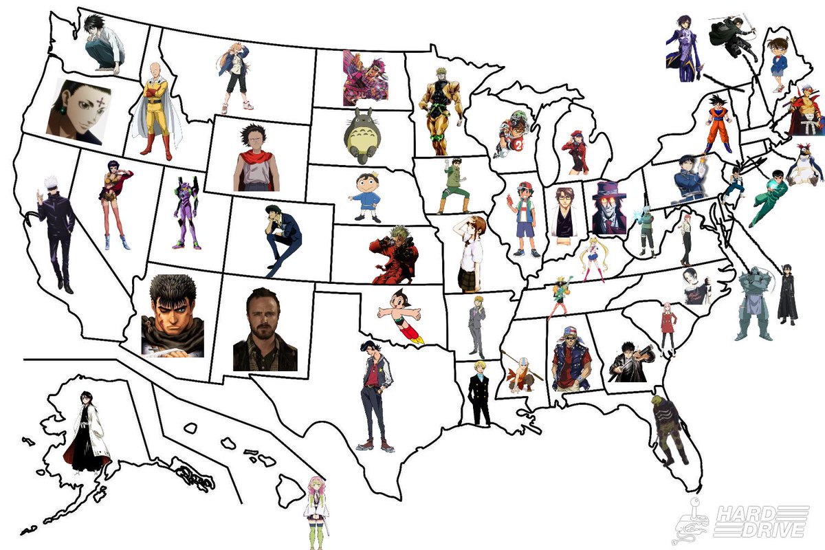 HardDriveMag's tweet photo. Every State's Favorite Anime Character https://t.co/DvXOMom1xX