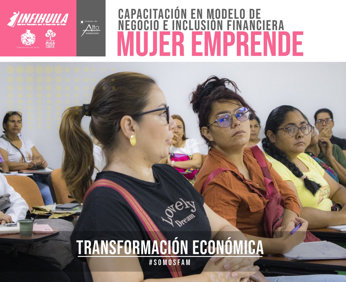 Fun_Magdalena's tweet photo. @INFIHUILA en contrato interadministrativo con la #FAM y gracias al compromiso de la @HuilaGob, en el marco de la convocatoria #MujerEmprende ofreció capacitación en Modelo de Negocio e Inclusión Financiera a #MujeresEmprendedoras. #SomosFam #TransformaciónEconómica https://t.co/vrHNhcMjYT