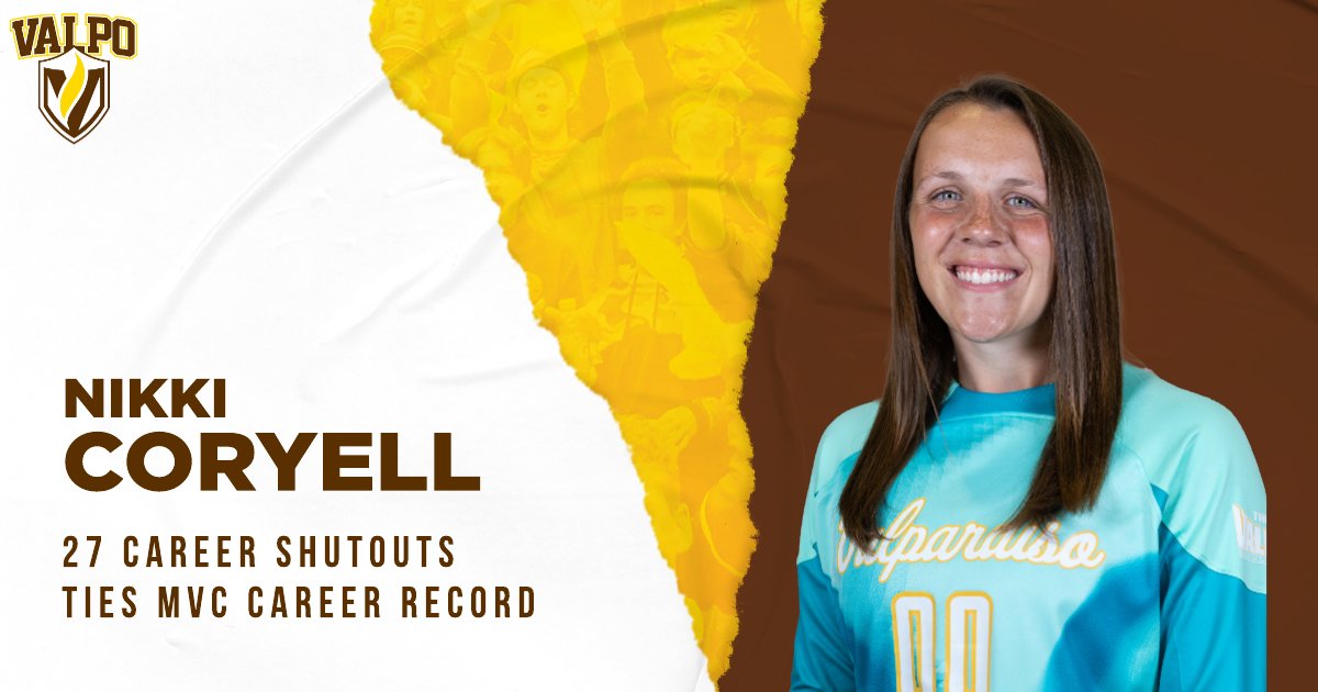 Valpo Athletics (@valpoathletics) on Twitter photo Congratulations to <a href="/ValpoWSO/">Valpo Women's Soccer</a> goalkeeper Nikki Coryell (<a href="/nikkicoryell13/">Nikki Coryell</a>), who tied the <a href="/MVCsports/">Missouri Valley Conference</a> career record for shutouts with her 27th career clean sheet this afternoon!
#GoValpo Congratulations to <a href="/ValpoWSO/">Valpo Women's Soccer</a> goalkeeper Nikki Coryell (<a href="/nikkicoryell13/">Nikki Coryell</a>), who tied the <a href="/MVCsports/">Missouri Valley Conference</a> career record for shutouts with her 27th career clean sheet this afternoon!
#GoValpo