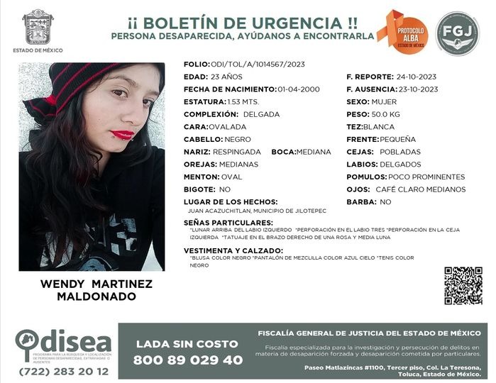 #URGENTE‼️ BUSCAN MUJERE Y NIÑA DESAPARECIDAS EN #Jilotepec 🔎🚨

Ayúdanos a compartir por favor la #AlertaAmber de WENDY MARTÍNEZ MALDONADO y ALEJANDRA REYES MARTÍNEZ, de 23 y 7 años respectivamente, desaparecidas en Juan Acazuchitlan, #Edomex, desde el 23 de octubre de 2023.