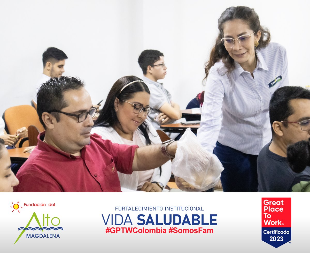 Fun_Magdalena's tweet photo. En nuestro enfoque continuo en el bienestar #FAM, hemos introducido una capacitación integral sobre estilos de vida saludables. La salud es riqueza, invierte en ti mismo. #GPTWColombia #SomosFam #FortalecimientoInstitucional https://t.co/CrMFGUm7zw