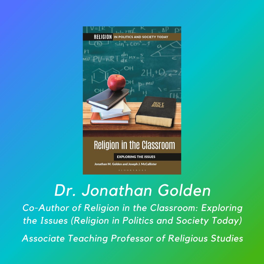 Congratulations to #DrewTheo's Dr. Jonathan Golden on his co-authorship with Joseph J. McCallister of Religion in the Classroom: Exploring the Issues. Dr. Golden is Assoc. Prof. of Religious Studies &amp; Dir. of the Center of Religion, Culture, &amp; Conflict.

bloomsbury.com/us/religion-in…