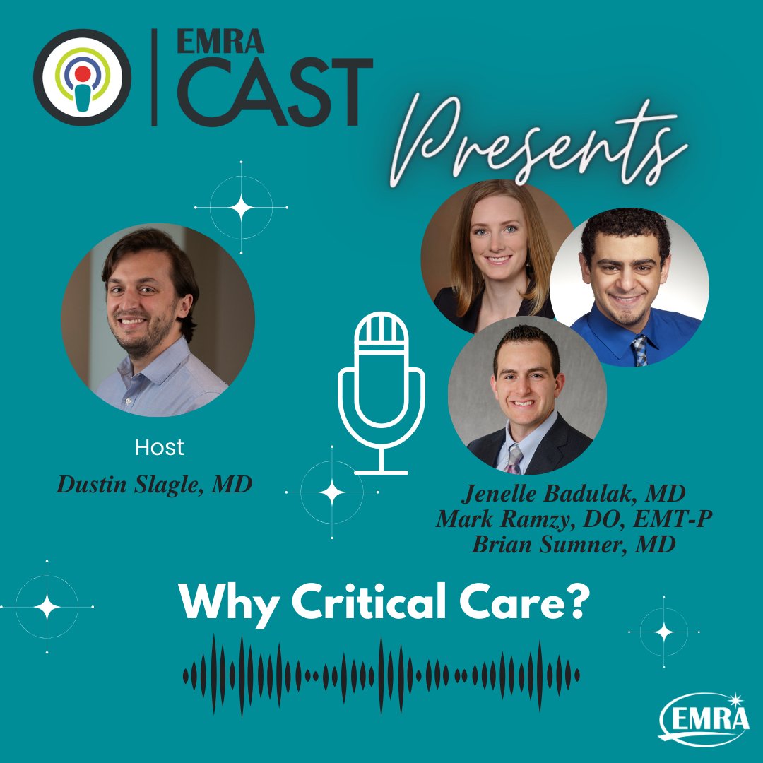 emresidents (@emresidents) on Twitter photo ๐คNew episode - Ever think critical care medicine might be an interesting career path? Join EMRA*Cast host Dustin Slagle, MD, and 3 EMRA crit-care leaders who have reached various career milestones: <a href="/JenelleBadulak/">Jenelle Badulak</a> <a href="/MRamzyDO/">Mark Ramzy, DO, EMT-P</a> <a href="/briansumner93/">Brian Sumner</a>
Full episode - bit.ly/3u0GVpd ๐คNew episode - Ever think critical care medicine might be an interesting career path? Join EMRA*Cast host Dustin Slagle, MD, and 3 EMRA crit-care leaders who have reached various career milestones: <a href="/JenelleBadulak/">Jenelle Badulak</a> <a href="/MRamzyDO/">Mark Ramzy, DO, EMT-P</a> <a href="/briansumner93/">Brian Sumner</a>
Full episode - bit.ly/3u0GVpd