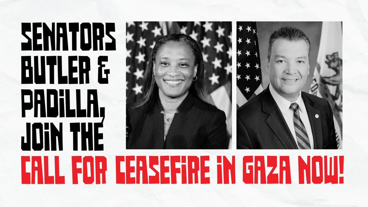 Now's the time for California's senators <a href="/Senlaphonza/">Senator Laphonza Butler</a> and <a href="/AlexPadilla4CA/">Alex Padilla</a> to join their colleague in calling for a #CeasefireNOW. They have the power to stop the genocide happening right now in Gaza.

Join us in telling them NO MORE MONEY FOR MASSACRES at dsa.la/ceasefire.