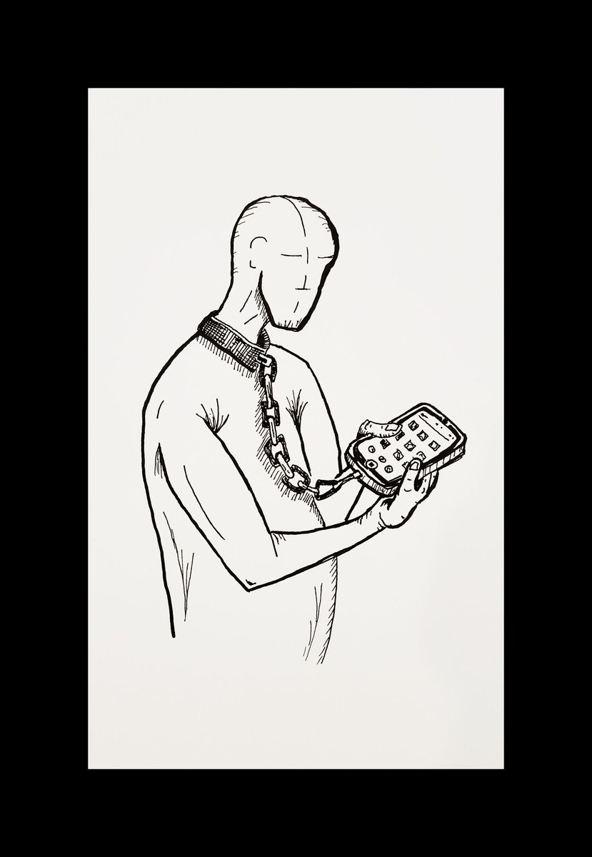 Inktober Day 21: Chains
#inktober2023 #inktober2023day21 #inktober2023chains #phoneaddiction #doomscroll #illustration #cattle #illusionofchoice #sketchbook #sketch #smartphone