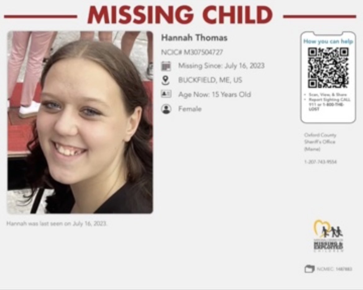 Will you pls share NCMEC’s official poster for Hannah Thomas featured on #OnPatrolLive this weekend? You can help bring her home 1-800-843-5678 💛 #OPLive #OPL <a href="/OnPatrolNation/">#OPNation</a> (1/2)