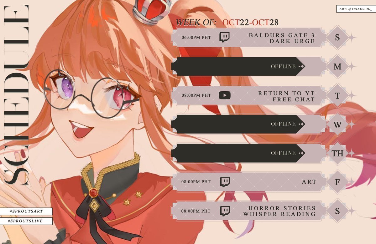 doremiiart's tweet photo. β¨ ππππππ ππππππππ π±
week of 10/22 - 10/28
Art: #sproutsart
Live: #sproutslive
Meme: #dorememe
π: #miicharap
Fan Name: Sprouts π±
β¬οΈ Streaming Links in replies β¬οΈ https://t.co/PnLiaT8dn7