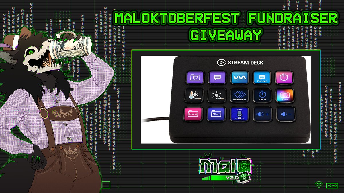 Mal0_v2's tweet photo. Stream Deck Giveaway brought to you by the MALOKTOBER FUNDRAISER! There are many chances of winning this Brand New Stream Deck! Find Out more through the Link Below!

https://t.co/fHlDx83cHX 
#win #contest #sweepstakes #freegiveaway #prize #free #Giveaway https://t.co/fsYUJPgWBC