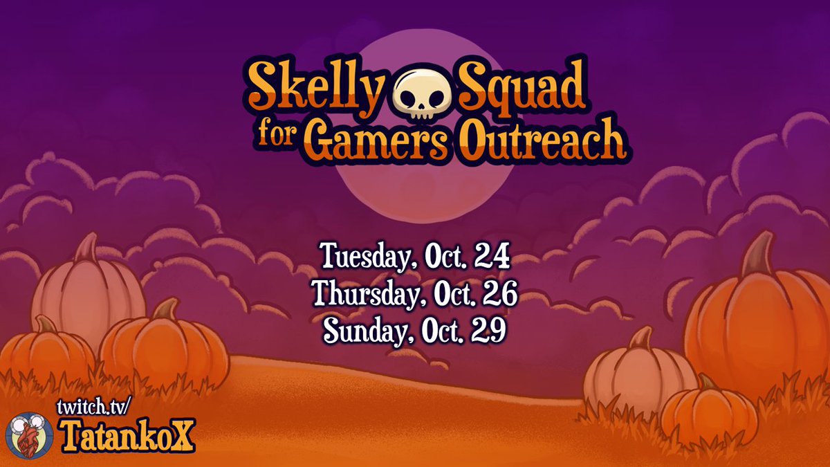 I'm raising money on stream this coming week for  Gamers Outreach. Join me at my usual times and help make my first fundraiser a success!

There will be a Necrom code, crown crates, and a special item in addition to the usual giveaways 🎃

twitch.tv/tatankox