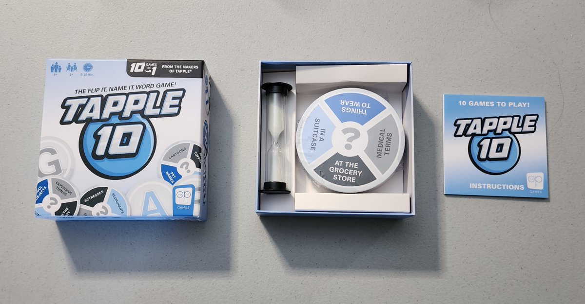 Joerios76's tweet photo. Tapple 10 is a fun, fast paced, quick-thinking word game that's great for the whole family. It's easy to setup and learn how to play. Great for game nights or on-the-go. #tapple #mishmatch #boardgames #theopgames #gamenight #tryazon @theopgames @tryazon https://t.co/yJyXmc7oKz