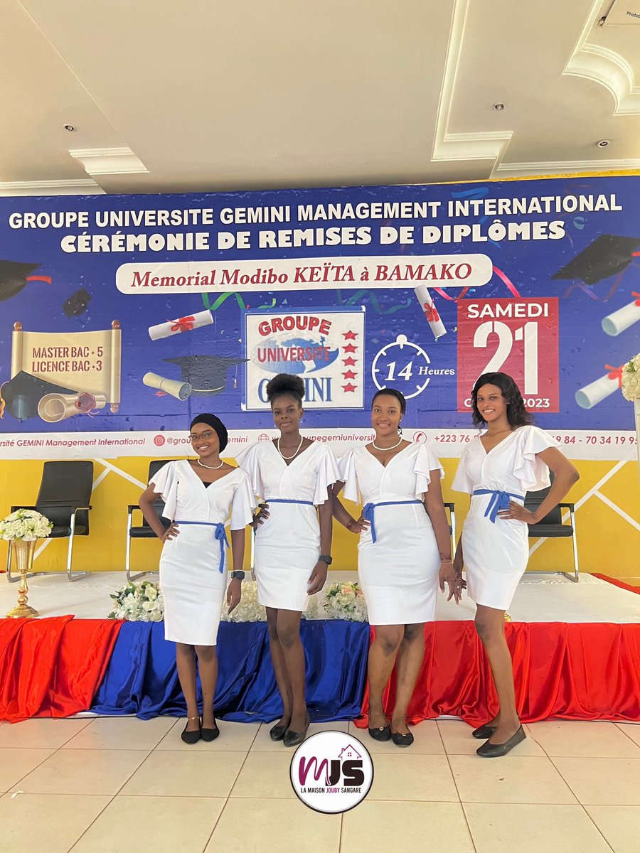 lamaisonjs's tweet photo. La maison jouby Sangaré présente à la cérémonie de graduation de l'Université Gemini, tenue ce samedi 21 Octobre 2023 au Memorial Modibo Keita.
Félicitations et merci à l'Université Gemini pour la confiance🫶🏻
#event #maisonjs #hotessedaccueil #graduation #Mali https://t.co/i6KwyCYux8