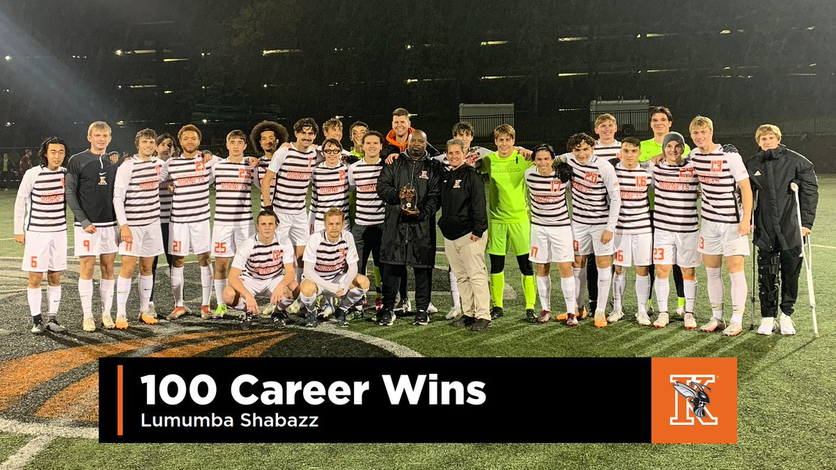 Kalamazoo College Athletics (@khornets) on Twitter photo Before tonight's <a href="/kzoomensoccer/">Kalamazoo College Men's Soccer</a> game, Head Coach Lumumba Shabazz was honored by Kalamazoo Athletic Director Becky Hall for his 100th career victory! The Hornets defeated Adrian 3-0 earlier this week for Coach Shabazz's milestone victory. Congrats, coach!!! #GoHornets Before tonight's <a href="/kzoomensoccer/">Kalamazoo College Men's Soccer</a> game, Head Coach Lumumba Shabazz was honored by Kalamazoo Athletic Director Becky Hall for his 100th career victory! The Hornets defeated Adrian 3-0 earlier this week for Coach Shabazz's milestone victory. Congrats, coach!!! #GoHornets