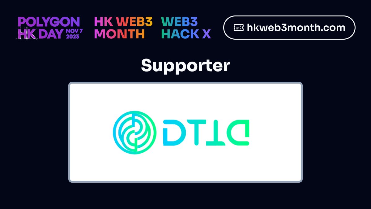 #HKWeb3Month Polygon HK Day Supporter <a href="/dttd_nft/">DOTTED</a>

🎟️ Free hkweb3month.com/tickets

Polygon makes Ethereum more economically viable; DOTTED makes digital assets and NFTs more accessible. The two together make a dynamic force driving the mass adoption of blockchain technology.