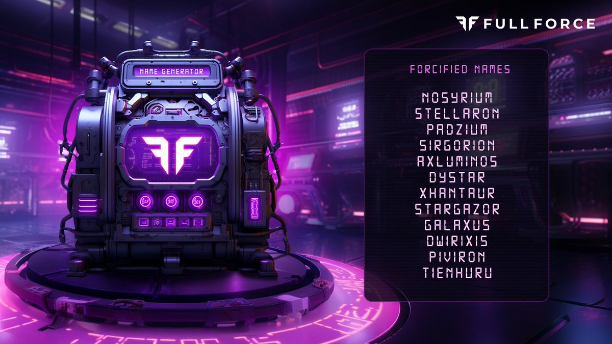MDRafi08642's tweet photo. I've got @Fullforce_io pass key.
Now, Introducing the Forcification Chamber 🌌!
Here are some of the forcified names that were generated in the Forcification Chamber. ⬇️
#FullForceWarden https://t.co/T2Pee9pBwZ